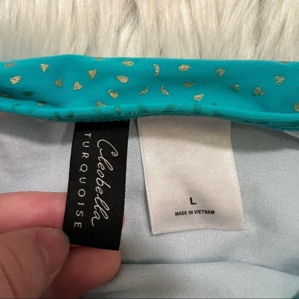 Cleobella Turquoise Girls Size Large Two Piece Swimsuit Turquoise‎ Gold Dots